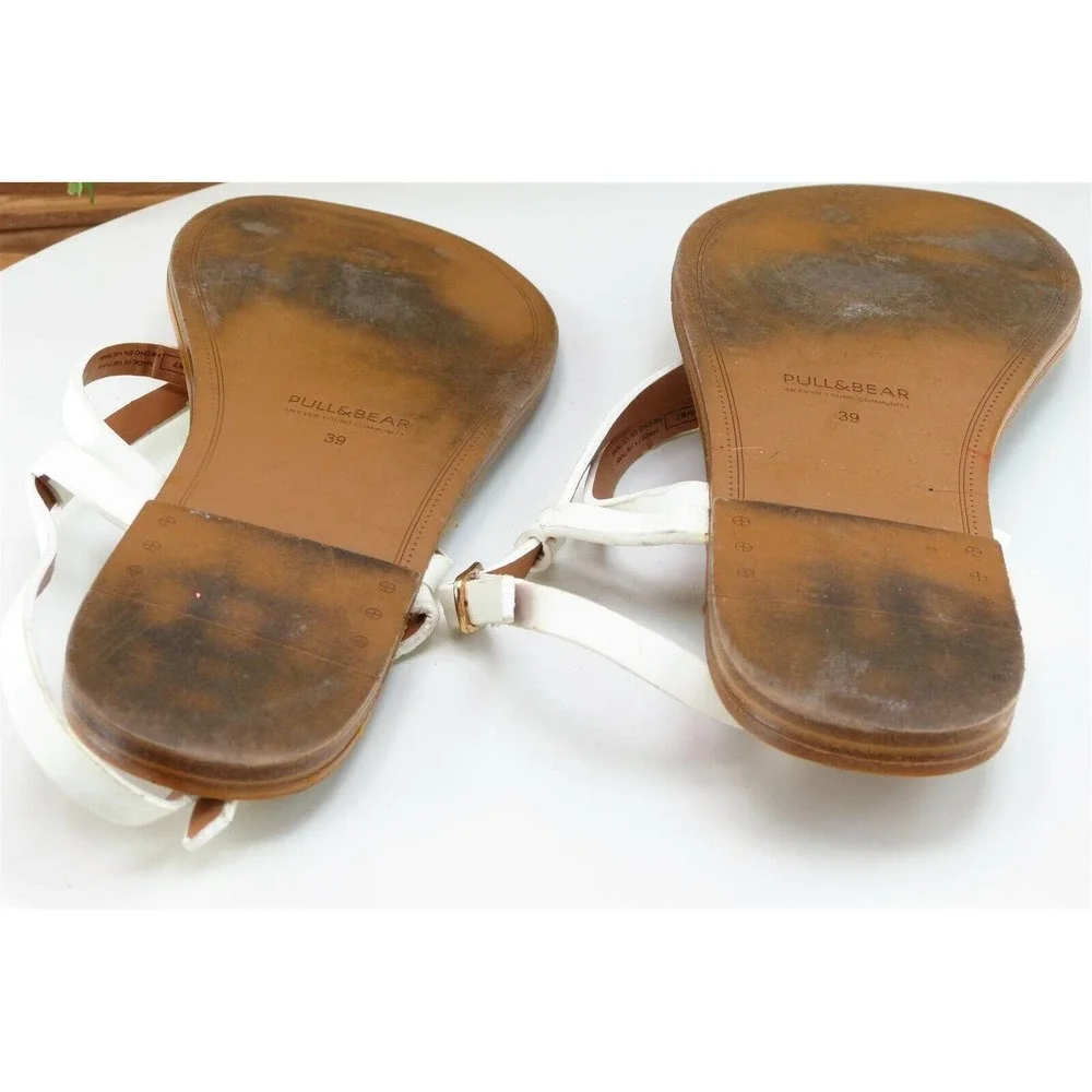 Pull&Bear Sz 39 M White‎ Strappy Synthetic Women Sandals